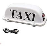 DRFLYSD USB Rechargeable Battery Taxi Top Light Roof Taxi Sign with Magnetic Base Waterproof Taxi Dome Light White T6110 Car 