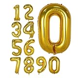 40 Inch Gold Foil Balloons Number 0, Number Balloons for Birthday Anniversary Party (Gold 0)