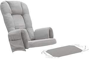 5-Piece Velvet Glider Rocking Chair Cushions Replacement Set with Side Pockets, Washable & Non-Slip Nursery Chair Pads for Ro