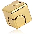 QLKUNLA Fidget Cube Spinner Anti-Anxiety Focusing Fidget Toys EDC Fidgets Spinner 4-in-1 Toy Metallic Focus Toy Cube Finger Top Desktop ADHD Stress Relieve Toys for Kids and Adults (Gold)