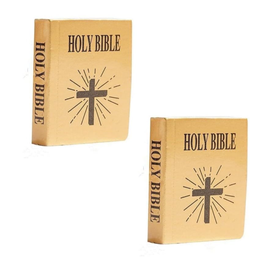 Photo 1 of 2 Pieces Brown Miniature Bible Books for Dollhouse, Mini Bible Pocket Book 1/12 Dollhouse Miniature Book Bookshelf Bedroom Library Accessories Dollhouse Accessories Furniture