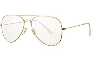 COASION Classic Non prescription Aviator Glasses Clear Lens Metal Frame Eyewear for Men Women