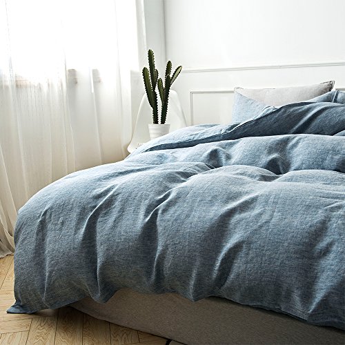 Lausonhouse 100% Linen Duvet Cover Set - Full/Queen - Chambray Blue