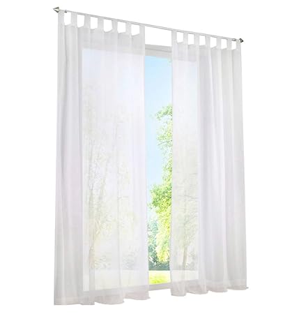 1er-Pack Gardine mit Schlaufen Vorhänge Transparent Voile Vorhang (BxH 140x145cm, weiß)