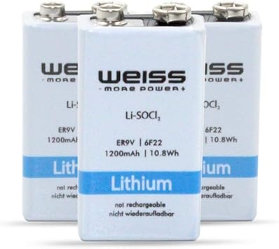 3 x 9 V Bloque de batería de litio (, Li-SOCl2) 6LR61 MN1604 para detectores de humo 1200 mAh – 8 años de vida útil de Weiss – MORE POWER de: Amazon.es: Electrónica