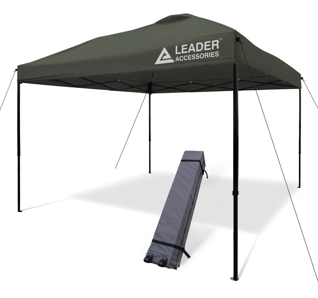 Leader Accessories 10x10 Straight Wall Pop Up Instant Canopy Dark Grey One Wheeled Carry Bag included