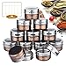 Spice Jars, Set of 12 Stainless Steel Magnetic Spice Containers, with Twist Top, for Salt, Pepper (Brown with See-through Screen)