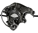 KAYSO INC Steampunk Phantom Of The Opera Mechanical Venetian Masquerade Mask, Silver