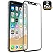 ALCLAP iPhone X Screen Protector (2-Pack), iPhone 10 Tempered Glass 3D Full Coverage Film with PET Soft Edge Frame HD Clear Bubble Free Screen Protector[Lifetime Replacement] for iPhone X / 10 (Black)