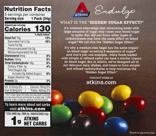 ATKINS ENDULGE CHOCOLATE PEANUT CANDIES, DESSERT FAVORITE, 0G SUGAR, 20 COUNT