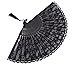 meifan Womens Multi Color Handmade Cotton Lace Folding Hand Fan (Black-A)
