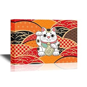 Japanese Culture The Traditional Fortune Cat with Japanese Style Background