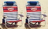 2 Tommy Bahama Backpack Cooler Chair with Storage Pouch and Towel Bar (Red/White/Blue & Red/White/Blue)