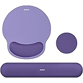 Sushret Mouse Pad and Keyboard Wrist Rest, 3-in-1 Gel Memory Foam Ergonomic Mouse Pad with Wrist Rest Set, Gaming Mousepad Arm Cushion Support for Computer Office Desk Accessories Cute Setup, Purple