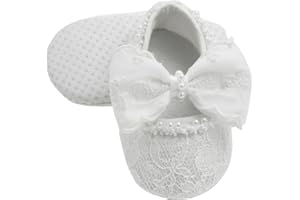 NIHAO BABY White Shoes for Baby Girls Baptism Shoes and Headband Set Christening Ivory Dress Shoes