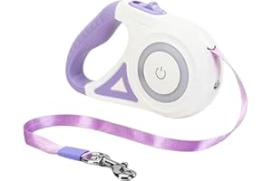 BEST DOG SUPPLIES FOR THE LOVE OF DOGS Best Dog Supplies Luminous Retractable Dog Leash with Front Safety Led Light - 360°Tangle-Free Training Leash for Ultimum Freedom with Anti Slip Handle Dogs & Cats - Purple