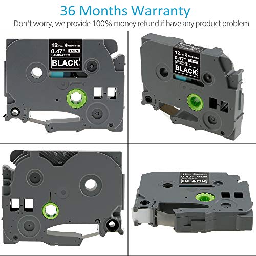 4Pack Replacement for TZe-335 Brother P-Touch Label Tape White on Black 12mm 1/2" 0.47 Standard Laminated Tape for Brother Ptouch Cube PTD600VP PTP750W PT-1280 PT-1890SC PTD210