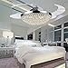 COLORLED Crystal LED Ceiling Fans Light-42 Inch With Transparent Acrylic 4 Blades Modern Fan Chandelier-for Indoor, Living Room, Dining Room, Bedroom and Restaurant House Ceiling Light Kits