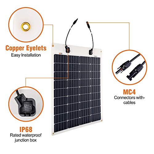 Richsolar 80 Watt 12 Volt Extremely EFTE Flexible Monocrystalline Solar Panel Ultra Lightweight Richsolar 80 Watt 12 Volt Extremely EFTE Flexible Monocrystalline Solar Panel Ultra Lightweight