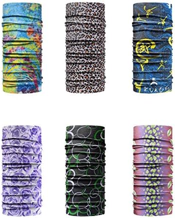 Headband Bandana Scarf-HuiER 6 PCS Women Men Multifunctional Magic Sports Casual Headwear Seamless Neck Gaiter Headwrap Balaclava Helmet Liner Face Mask for Running Cycling Fishing Camping Hiking Yoga