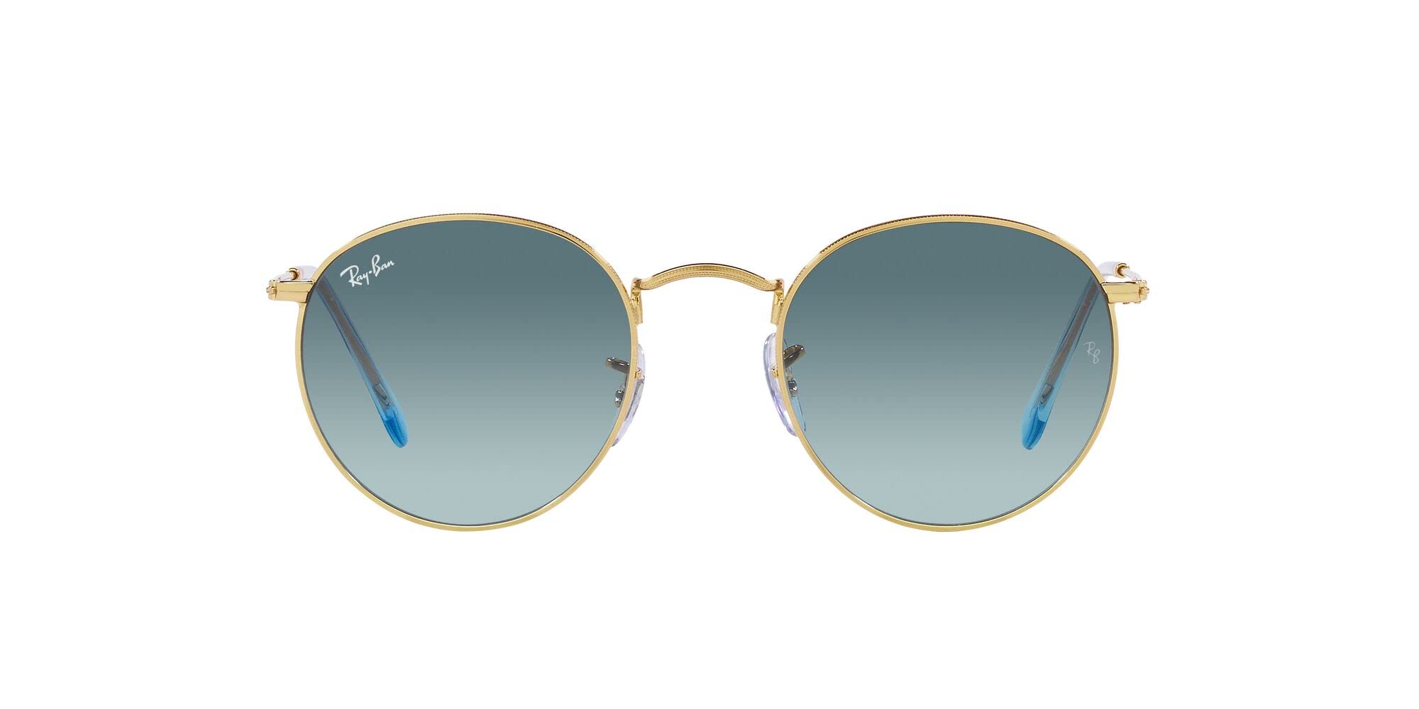 Photo 1 of Ray-Ban Rb3447 Round Metal Sunglasses, Gold/Blue Gradient Grey, 50 mm