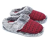 Ofoot Women's Warm Clog Slippers,Memory Foam Indoor/Outdoor Hard Bottom Rubber Soles Slippers for Women