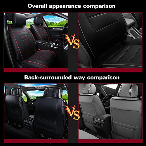 Super PDR 9Pcs Full Set PU Leather Deluxe Automotive Car Seat Covers Set Cushions Front Rear Universal fit for Vehicles,Cars,SUV elastic sponge Inside(Beige L)