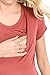LaClef Doubled Layered Round Neck Ruched Maternity Nursing Breastfeeding Top (Large, Brick)