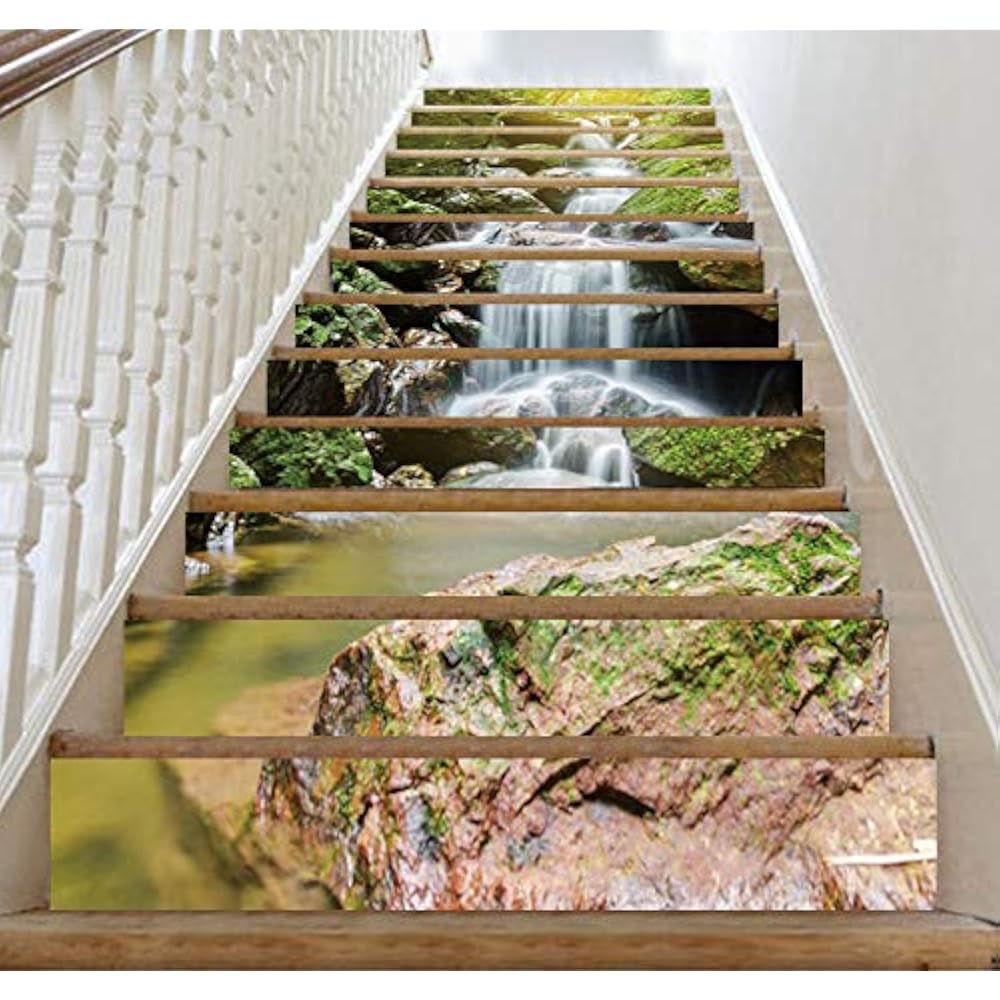3D Waterfalls SelfAdhesive Stairs Risers Natural Landscape Mural Vinyl