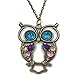 Liroyal Art deco owl vintage retro Long necklace jewellery pendant style 1