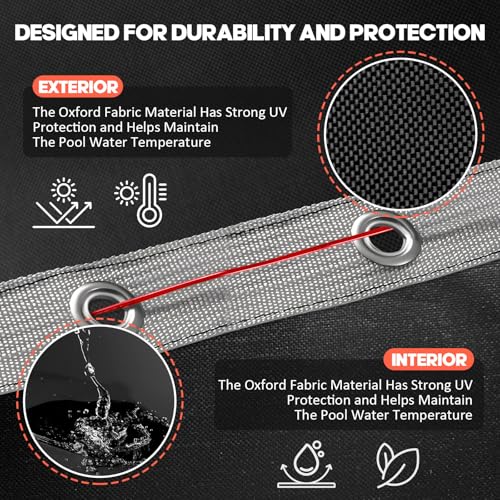 Aipwerer Round Pool Cover for Swimming Pools 244-305 cm | Swimming Pool Cover Diameter 310 cm | Tear Resistant | Protective Cover for Intex & Bestway Swimming Pools
