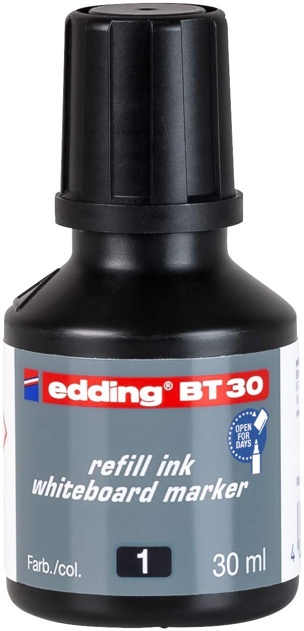 edding BT 30 refill ink whiteboard marker - black - 30ml - with drop dispenser system, ideal for clean and simple refilling of almost all edding whiteboard markers โ image 1