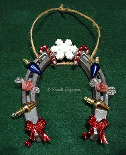 Handmade Authentic Real Horse Shoe Christmas Tree Ornament - Western - Snowflake, Candy Canes, Bulbs, Bows