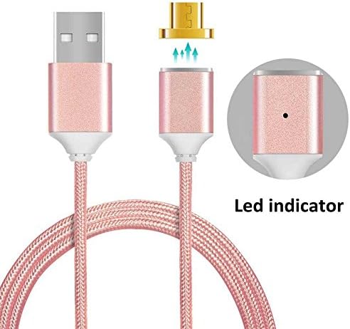 Ewei Popular 3FT/1m Micro Magnetic USB 2.0 Charger Data Cable Fast Charging and High Speed Data Transfer for Android Samsug HTC LG Motorola Phones (Rose Gold)