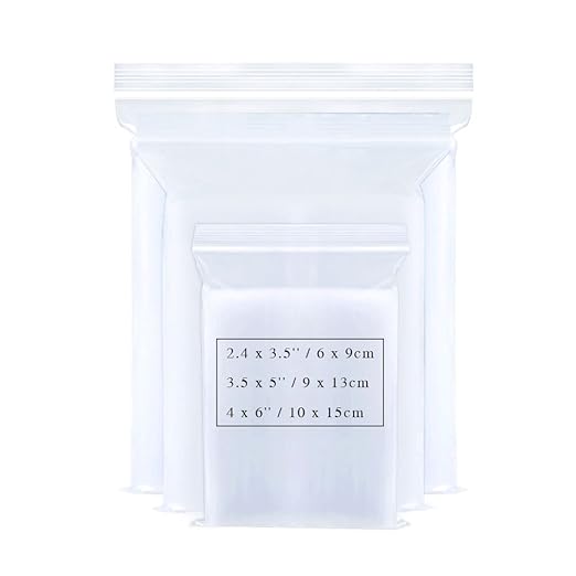 Small Ziplock Poly Bags 3 Sizes 300pcs Assorted Resealable Plastic