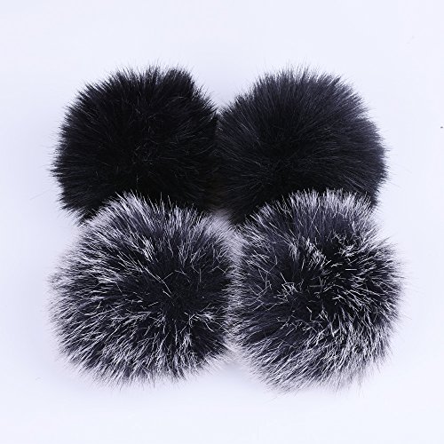 LEKUSHA DIY 12pcs Faux Fur Pom Pom Ball for Knitting Hat with Snap, Beanie Hat Fur Ball, Attachable Pompom Ball, Work Great with Knitting Loom