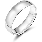 EAMTI 2mm 4mm 6mm White Gold Plated Ring High Polish Plain Dome Silver Wedding Band for Women Men Comfort Fit Size 3-13