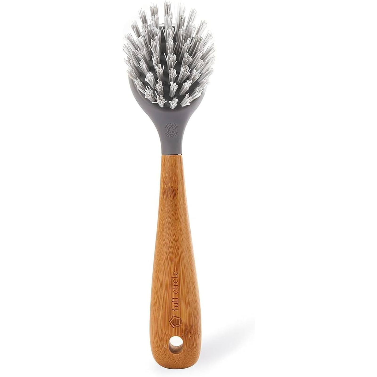 Full Circle Scrub Brush for Cast Iron Cookware, Dishes Pots, Sinks - Sustainably Sourced with Bamboo Handle