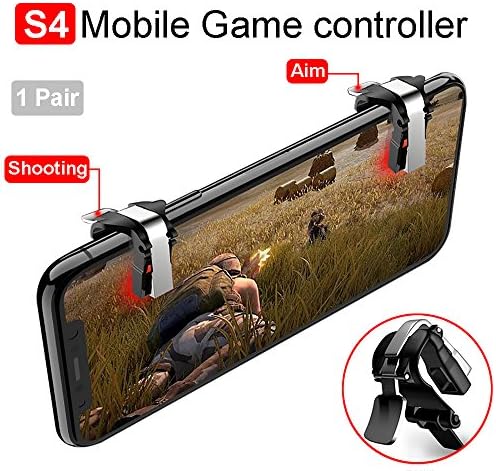 S4 Mobile Game Controller, weini Cell Phone Game Controller Sensitive Shoot and Aim Buttons L1R1 Trigger Buttons for PUBG/Fortnite/Rules of Survival support Android and iOS(1 Pair,Black)