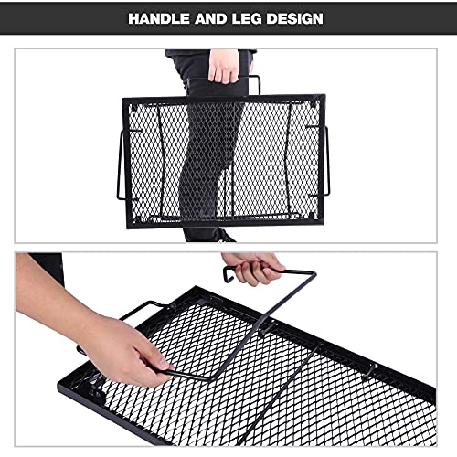 REDCAMP 2 In 1 Folding Camping Grill Grate, Folding Grill Table For