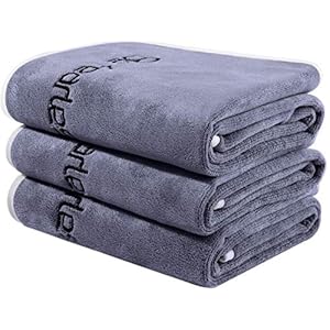 Bobor Gym Towel Set, Microfiber Sports Towel for Men and Women, Super Soft and Quick-Drying 3-Pack Set Towel, for Tennis, Yoga, Cycling, Swimming (Dark Gray 3 Pack, 3-Pack Set Towels)
