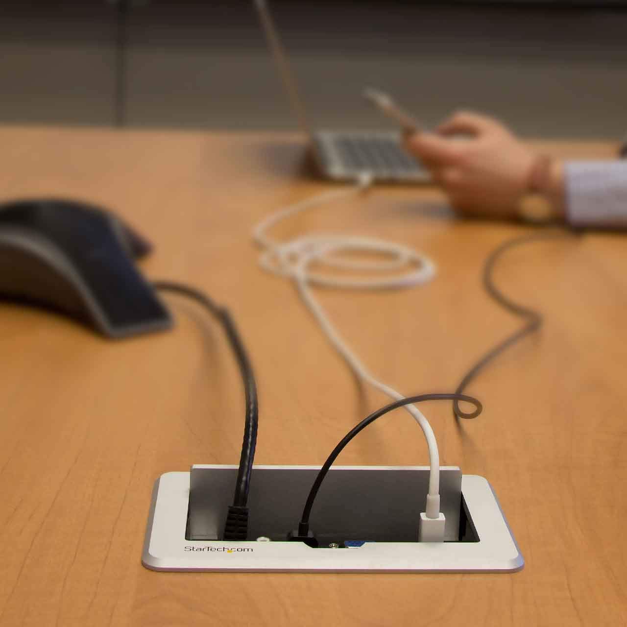 StarTech.com Conference Table Connectivity Pop up Box with AV and Data Ports - HDMI, VGA, Component, MDP to HDMI Output (BOX4HDECP)