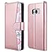 ULAK Galaxy S8 Case, Galaxy S8 Wallet Case, PU Leather Wallet Case with Kickstand Card Holder ID Slot and Hand Strap Protective Cover for Samsung Galaxy S8, Rose Gold (Will not Fit S8 Plus)