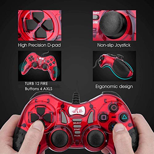 PC Wired Gaming Controller, Gamepad with Dual Joystick, Vibration