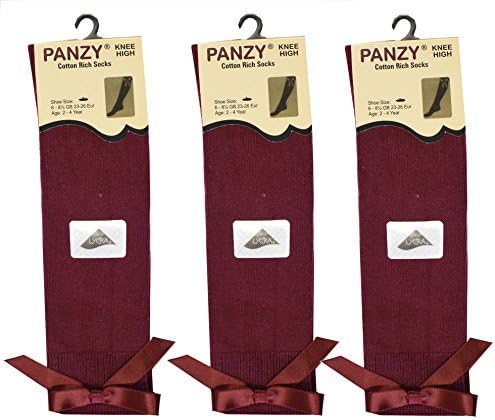 3 pairs Girls Bow Knee High School Plain Long Length Cotton Stretch With all size & colour (Set of 3 pairs)
