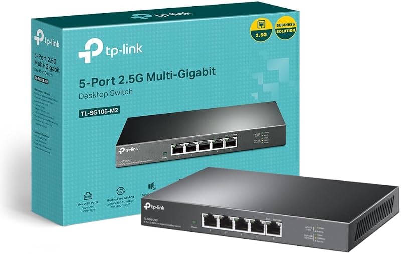 TP-Link TL-SG105-M2 5-Port 2.5Gbps Network Switch Plug Play Desktop Metal Casing