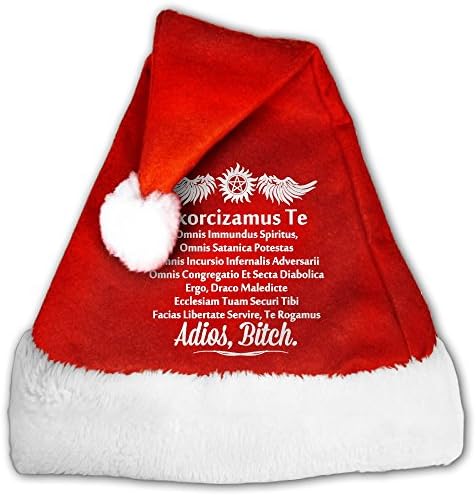 Santa Hat Merry Christmas Hat Velvet Santa Hat Party Supplies For Adults Kids - Supernatural Exorcism Adios Bitch
