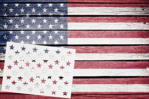 American Flag 50 Star Stencil Template for Painting on Wood, Fabric, Walls, Airbrush and More, 10.5 x 15 inch (actual size 10.5 X 14.82). Made from Reusable Mylar Plastic.