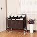SONGMICS 4-Bag Laundry Cart Sorter, Rolling Laundry Basket Hamper, with 4 Removable Bags, Casters and Brakes, Brown URLS90Z