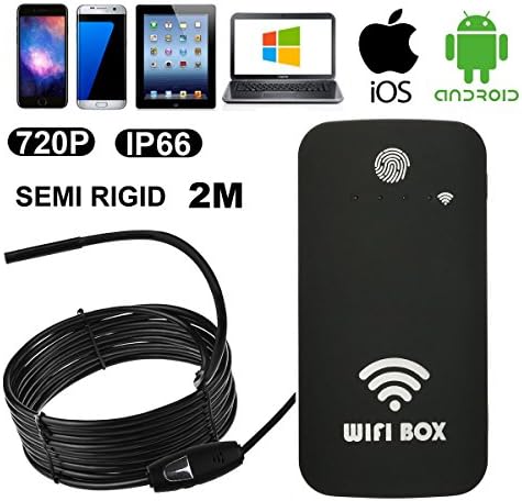 Fishonly Wifi Endoscope Inspection Camera OTG USB Wireless Borescope IOS Waterproof Snake Camera Iphone Android 6 LEDS (2M)